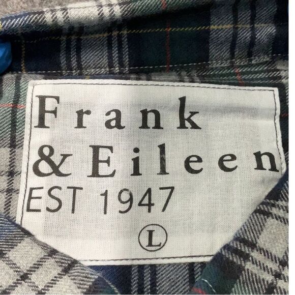Frank & Eileen Finbar Blue Green Plaid Button Down Italian cotton flannel Shirt - Picture 6 of 8